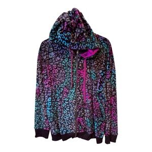 LuLaRoe Cozy Leopard Print Bethany Zip Up Hoodie